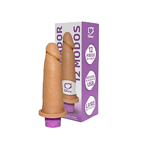 PÊNIS REALÍSTICO S/ ESCROTO C/ VIBRO RECARREGAVEL 15,3 X 4,5