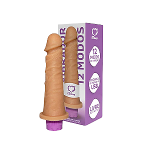 PÊNIS REALÍSTICO S/ ESCROTO C/ VIBRO RECARREGAVEL 18 X 4,4