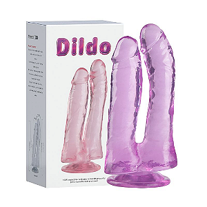 DILDO DUPLO REALÍSTICO - TRANSPARENTE 17,3X3,5CM