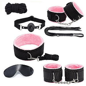 KIT SADO ERÓTICO - PRETO COM ROSA 2