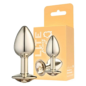 PLUG M COM PEDRA DOURADA