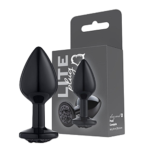 PLUG PRETO M COM PEDRA PRETA CRAVEJADO