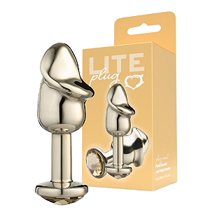 PLUG PÊNIS COM PEDRA DOURADA