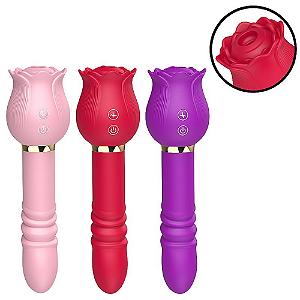 VIBRADOR DE PONTO G E CLITÓRIS - ROSA COM PULSAÇÃO E VAI E VEM - CHRISTINE