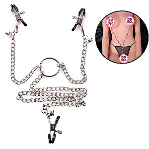 GRAMPOS PARA SEIOS COM PRENDEDOR PARA VAGINA - SI