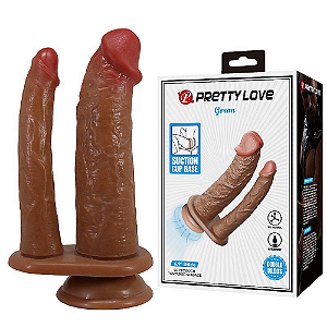 DILDO DUPLO REALISTICO COM VENTOSA - GORAN - 20 X4,2 CM