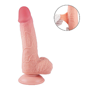 DILDO SUPER REALÍSTICO DUPLA CAMADA - VENTOSA REMOVÍVEL - 19,5 X 4,0 CM