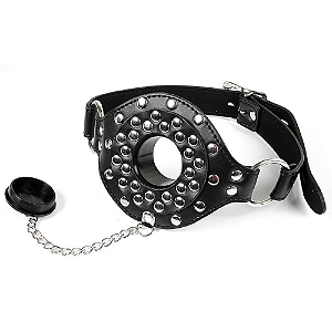 MORDAÇA DE METAL COM COURO SINTÉTICO E FECHO - SI