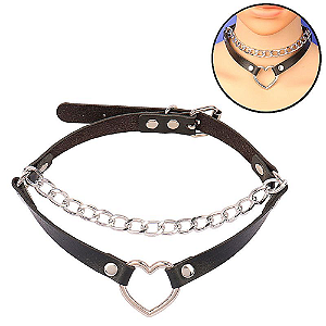CHOCKER REBITE - COLEIRA COM CORAÇÃO E CORRENTE - SI