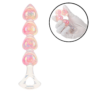 PLUG ANAL DE CORAÇÃO EM SILICONE ESCALONADO COM BRILHO - 16,1 X 3,0 CM