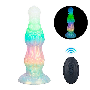 PLUG ANAL ALIEN FLUORESCENTE COM VIBRAÇÃO COM CONTROLE REMOTO - 24,4 X 6,8 CM