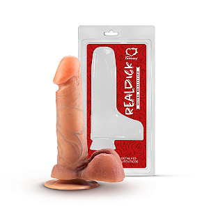 PÊNIS REAL DICK ULTRA REALÍSTICO C/ ESCROTO E C/ VENTOSA - 15,3 X 3,8 CM