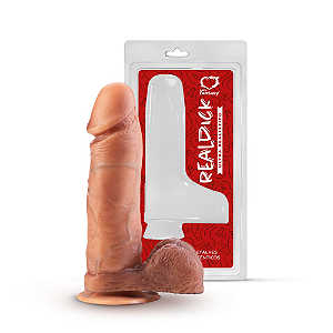 PÊNIS REAL DICK ULTRA REALÍSTICO C/ ESCROTO C/ VENTOSA - 18 X 4,7 CM