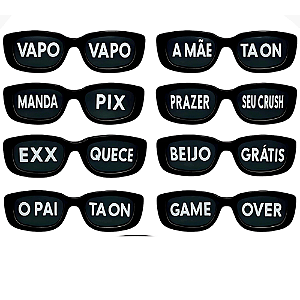 KIT ÓCULOS VINTAGE PRETO COM FRASE