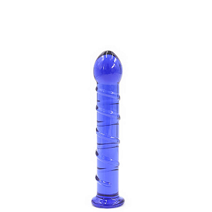 PLUG ANAL EM VIDRO COM PONTA SALIENTE E ESPIRAL EM ALTO RELEVO - 16 X 3,8 CM