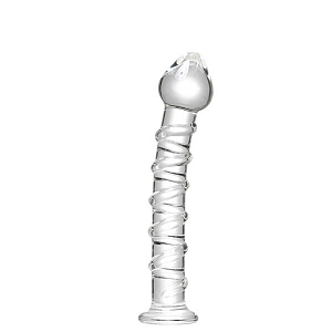 PLUG ANAL EM VIDRO COM PONTA SALIENTE E ESPIRAL EM ALTO RELEVO - 20 X 4 CM