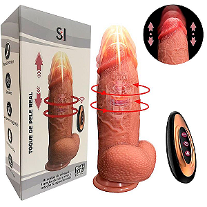 PÊNIS REALÍSTICO EM SILICONE LÍQUIDO COM VAI E VEM / ROTATIVO E AQUECIMENTO