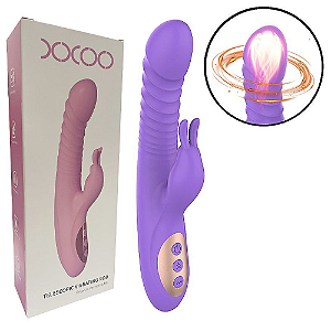 VIBRADOR DE PONTO G E CLITÓRIS COM PULSAÇÃO - VAI E VEM COM ROTAÇÃO 360° / AQUECIMENTO
