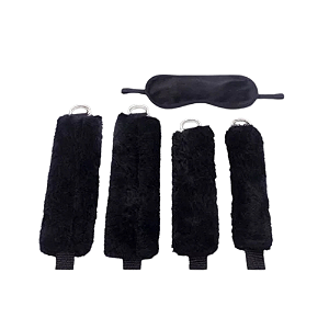 KIT BONDAGEM PRETA (4 AMARRAS E 1 VENDA)
