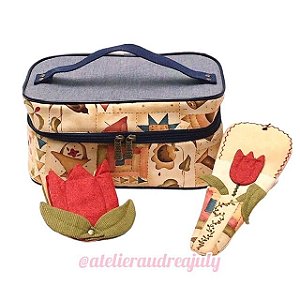 Agulheiro Porta Tesouras e Maleta Tulipas