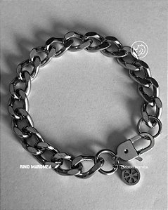 Pulseira em malha gourmette aço inoxidável
