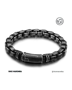 Pulseira modelo tijolinho em aço inoxidável Negro