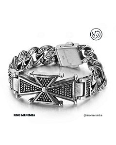 Pulseira Big cruz oração em aço inoxidável