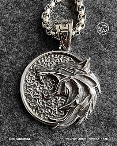 Medalha the Witcher lobo em aço inoxidável