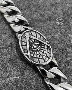 Pulseira maçom cubana em aço inoxidável maçonaria