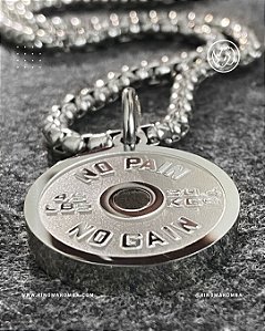 Colar de Anilha BIG no pain no gain em aço inoxidável de durabilidade eterna