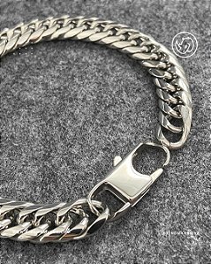 Pulseira Masculina corrente de elos Cartier trançados em aço inoxidável