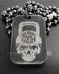 Placa Kettlebell skull em aço inoxidável