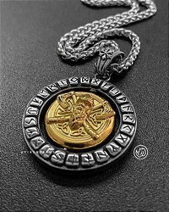 Medalha Viking girátoria banhada em OURO