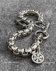 Pulseira Fitness com fecho de caveira em aço inoxidável 7mm