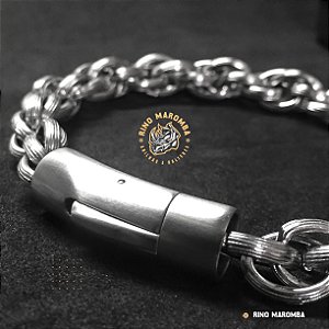 Pulseira modelo trançado em aço inoxidável