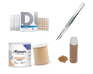 Mini Kit 3 -Pinça, Semente de Mostarda, Fita adesiva e Agulha Semipermanente - Para Auriculoterapia