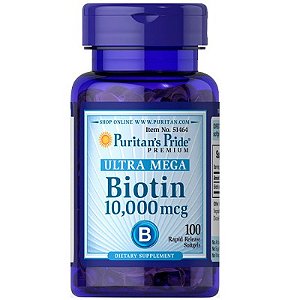 Ultra Mega Biotina 10.000mcg (100 softgels) - Puritan's Pride importado