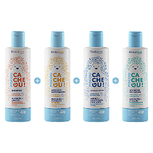 Combo Hidratação, Brilho e Definição I Shampoo + Máscara + Condicionador + Ativador Piscou Cacheou!