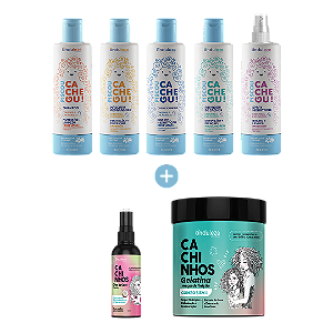 Linha Completa Piscou Cacheou! + Óleo de Coco + Gelatina Mega Definição (500g)