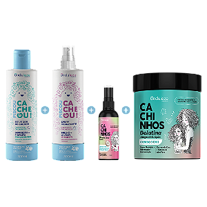 Combo Finalização I Ativador + Spray + Óleo de Coco + Gelatina Mega Definição (500g) Piscou Cacheou!