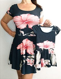 vestido longo estampado tal mae tal filha