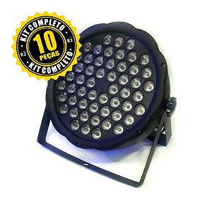 KIT 10 REFLETORES LED PAR 54 TRILED RGB