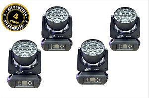 Kit 4 Moving Led Wash Aura 19X15W Rgbwa - Showtech