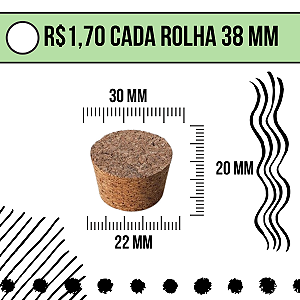 Rolha 38 MM - 20 Unidades