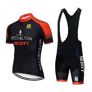 Conjunto de Ciclismo Scott Bretelle + Camisa com Zíper Full 3 Bolsos