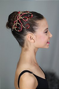 Casquete média acrílica vermelha com dourado