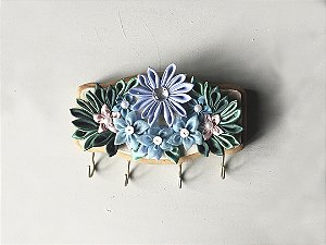 Porta Chaves Flores de Tecido