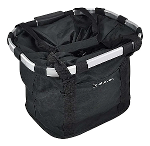 Cesta Lona e Alumínio Tipo Bolsa Preta