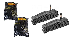 Par de Câmaras de Ar Bicicleta Aro 29 Pirelli Bico Grosso 48mm Válvula Schrader