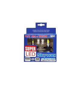 Kit LâMpada Super Led H4 + Pingo W5W 12V 6500K